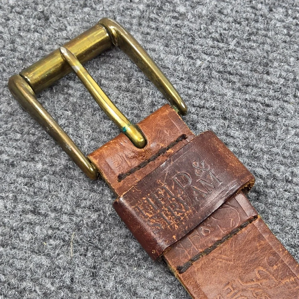 Field & Stream‎ Leather Belt Mens 40 Brown Distressed Rugged Outdoor Workwear